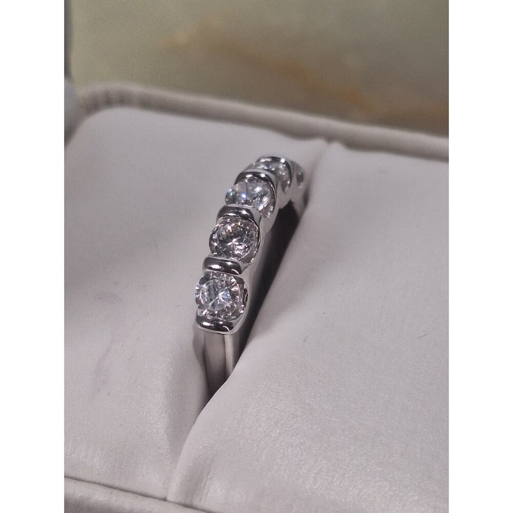 925 Sterling Silver White Sapphire Band Ring 5 Stone Half Eternity Sz 7 NIB